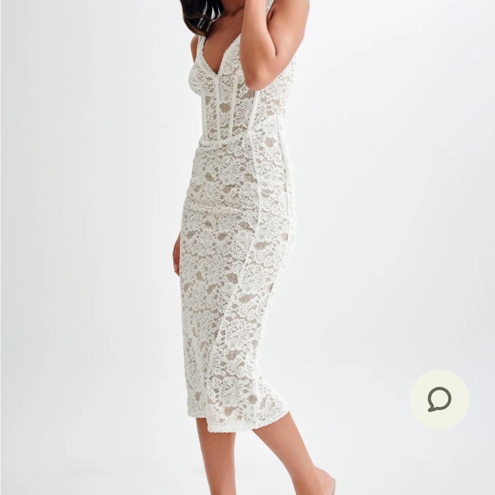 Meshki Ivory Lace Midi Dress - Picture 2 of 10